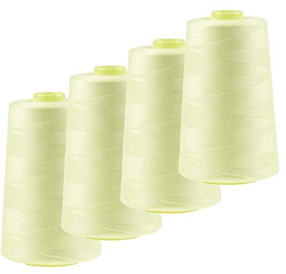 4 x 4572m Overlock-Garn Overlock-Nähgarn Oeko-Tex Polyestergarn Farbe 501 bis 540, Farbe:A507 zarte vanille
