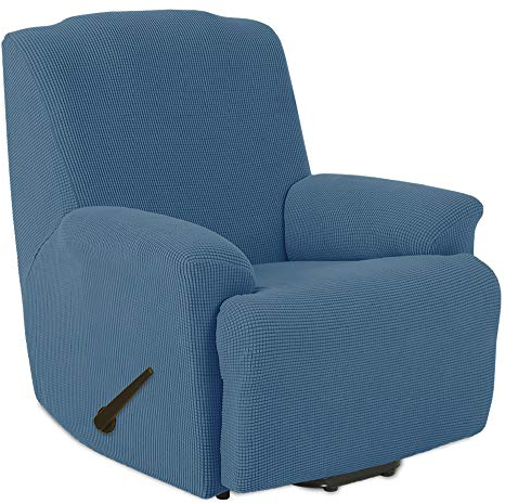 TIANSHU 1 Sitzer Sesselschoner, Liegestuhlbezug Sesselhusse Sesselschoner für Fernsehsessel Elastischer Antirutsch Stretchhusse Weich Stoff (Denim Blue)