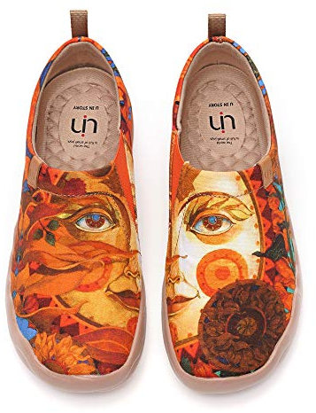 UIN Damen Leinwand Slip Ons Reise Schuhe Mode Gemalte Bequeme Gehende Turnschuhe Autumn Sun (35)