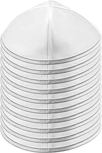 HolYudaica 10 Stück – Hq 19/20 cm Satin-Kippah für Herren und Jungen, Yamaka-Hut entworfen in Israel – Kippot Bulk (Weiß Silber, Satin, 10 Stück)