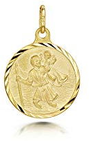Amberta 925 Sterling Silber Vergoldet 18K Medaille - Anhänger mit dem Heiligen Christophorus - Religiöser Beschützer Talisman - Münze für Frauen und Männer