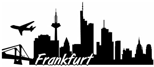 Samunshi® Frankfurt Skyline Wandtattoo Sticker Aufkleber Wandaufkleber City Gedruckt Frankfurt 120x51cm schwarz