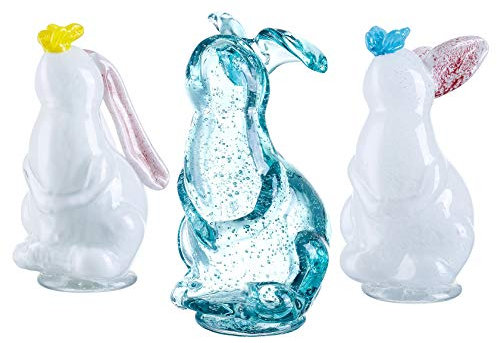 Diamond Star mundgeblasenes Glas niedliches Hase Osterdeko 3er Set