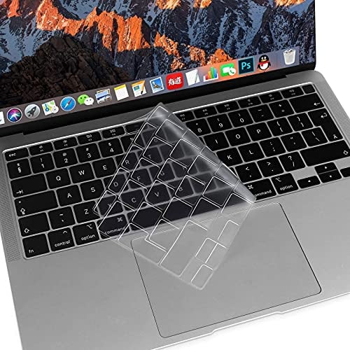 MOSISO Ultra Thin TPU Keyboard Cover Only Compatible with MacBook Air 13 inch 2022 2021 2020 A2337 M1 A2179 Backlit Magic Keyboard with Retina Display & Touch ID, Soft Skin Protector,Transparent
