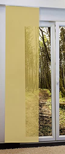 Schiebegardinen nach Maß, Halbtransparent, Store Webstore, Raumteiler, Flächenvorhang, Maßanfertigung, inkl. Laufwagen und Beschwerungsstange (H:245cm x B:60cm/Gelb)