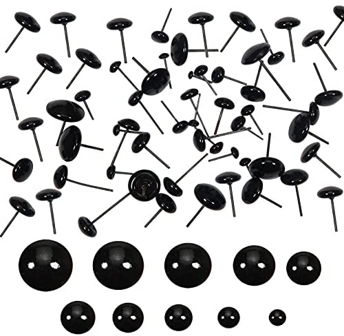 Toaob - 100 ojos de seguridad de cristal negro de 3 a 12 mm para manualidades, creación de muñecas, muñecos, manualidades