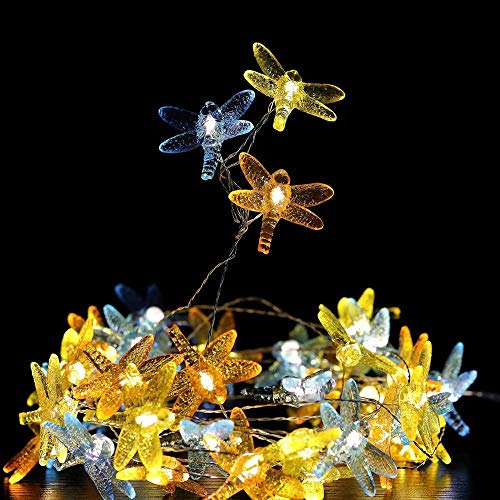 Riaxuebiy 4m 40 LED Libelle Fee Lichterketten Wasserdichte Tiermodellierlichter Batteriebetrieben 8 Modi mit Fernbedienung Timer für Hochzeitsfeier Festival Innen Draussen (Libelle, Batterie)