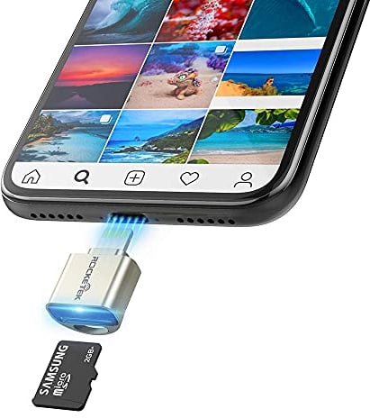 TF Kartenleser für iPhone iPad, Rocketek Micro SD Karten Adapter Lightning MS Speicherkarten Kamera Reader Kompatibel mit iPhone X / 8 Plus / 8/7 Plus / 7 / 6s Plus / 6s /, iPad Mini / Air