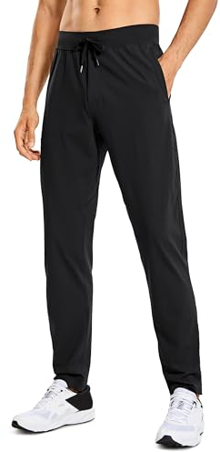 CRZ YOGA Herren Leicht Joggerhose Slim Fit Casual Jogger Sporthose Freizeithose Trainingshose mit Taschen - 76cm Schwarz L