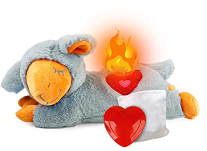 ALL FOR PAWS Little Buddy Heartbeat Toys for Puppy, Dog Snuggle Sheep Toy for Separation Anxiety Relief Behavioral aid Puppy Plush Comfort toy for Pets (Grey Sheep with Heartbeat + Warm Bag)