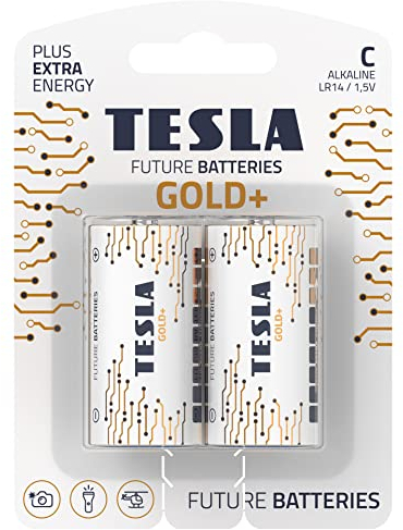 Tesla C Battery Gold+ Alkaline - Plus Extra Energy blister LR14/1,5 V, confezione da 2