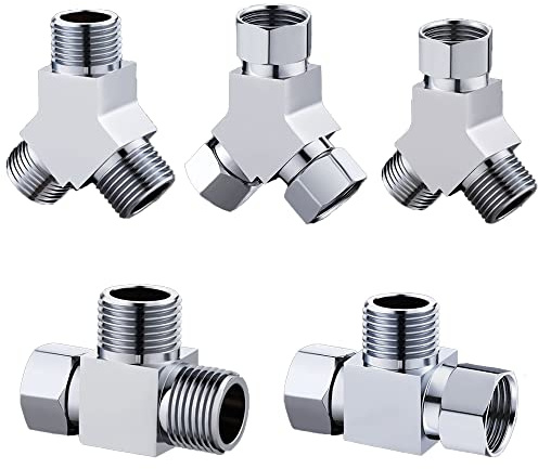 4 pezzi 3 vie doccia braccio deviatore componente valvola G1/2 ottone 3 vie T forma adattatore WC bidet spruzzatore universale sistema doccia componente ricambio valvola deviatore acqua (stile A)