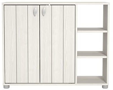 Galano Hansel 12-Pair Shoe Storage Cabinet – 2-Door Organizer with Shelves for Hallway, Entryway, or Bedroom – 35.3 x 79.6 x 64.6 cm - Cream Oak