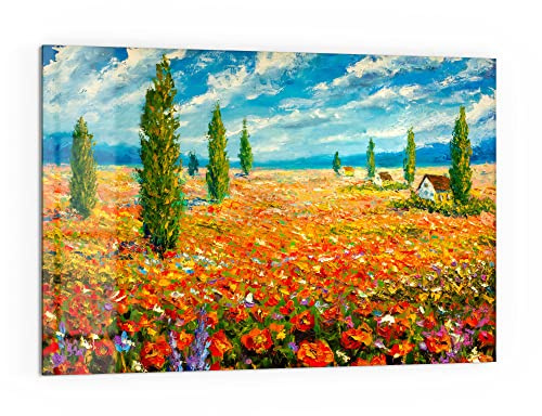 DEQORI Küchenrückwand Glas | Motiv Blumenmeer im Monet-Stil | 60x40 cm | Bad- oder Herd-Rückwand | Herdblende Spritzschutz für Küche & Badezimmer | moderne Deko für Fliesenspiegel