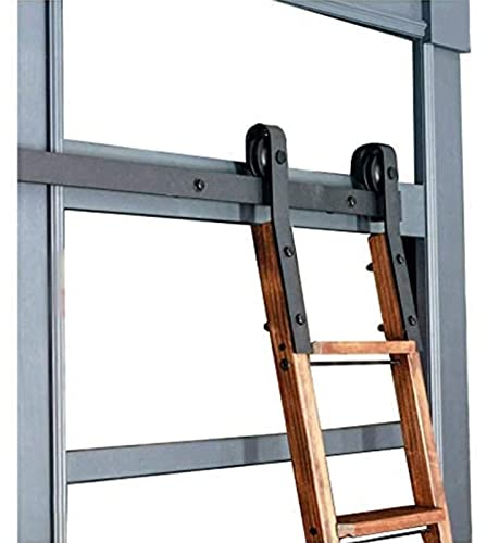 Schwarzes Scheunentor-Schiebetür-Set, kompletter Hardware-Satz für Schiebeleiter, Kleiderstange + Verlängerungsschiene (Keine Leiter), geeignet für Zuhause/Innen/Loft/Bibliothek (S