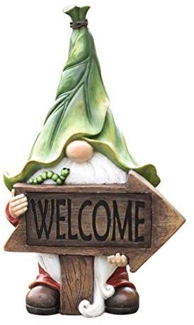 Rachlicy Nain De Jardin GNOME de Jardin avec feu Solaire Ornements de Jardin résine drôle de GNOME Statue extérieur Yard pelouse décor de Bienvenue Signe