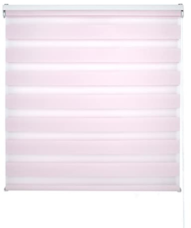 Decorblind Doppellagiges Rollo für Nacht und Tag, Montage an Wand oder Decke, Maße: Breite 140 x Länge 250 cm, Maße Stoff: 137 x 245 cm, Rosa, für Nacht und Tag Fenster
