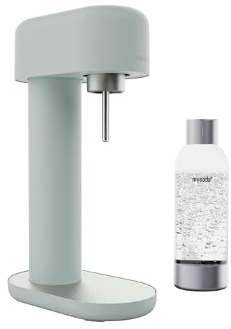 Mysoda: Stilvoller Ruby 2 Wassersprudler aus robustem Aluminium (ohne CO2-Zylinder) mit hochwertiger 1-Liter-Wasserflasche in Premiumdesign - Salbeigrün (Pigeon)