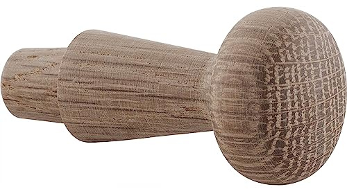 ALLES IM GRIFF Holz Kleiderhaken Horus - Wandhaken zum Einbohren ø 10x12mm - Garderobenhaken, Eiche roh