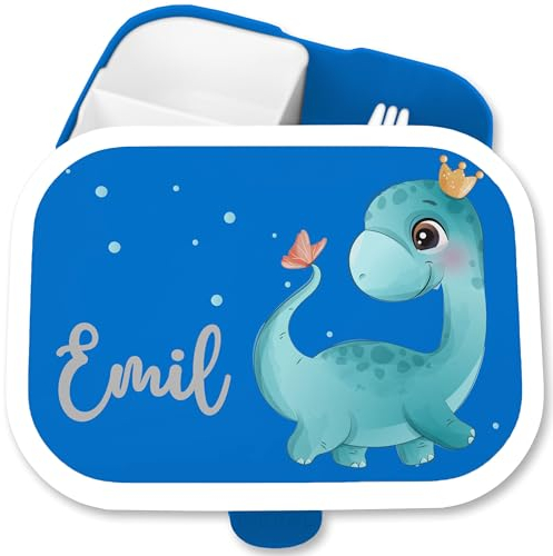 Kinder Campus für Mepal - Brotdose Dinosaurier Jausenbox süßer Dino I - 750 ml - Blau - junge kindergarten t-rex lunchbox saurier schulkinder geschenke dose vesperbox schule dinos brotbox