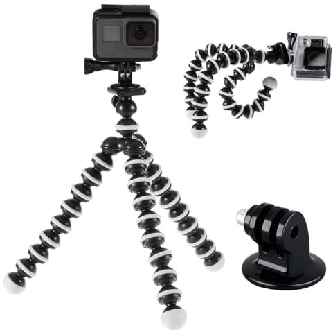 Acuvar Trépied flexible de 25,4 cm pour caméra d'action avec vis de 6,35 mm, plaque à dégagement rapide pour caméras GoPro, SLR, DSLR, photographie de voyage, vlogging, streaming en direct