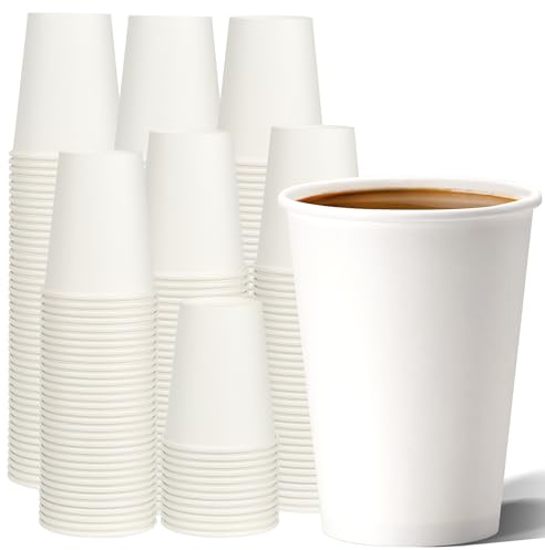 METAPRINT 100 Pack 12 oz Disposable Paper Coffee Cups, White