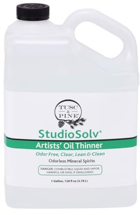 Tusc & Pine StudioSolv™ - Licores minerales inodoros | Disolvente purificado sin olor para aceites de adelgazamiento, artistas, diluyentes de pintura, profesionales y mucho más