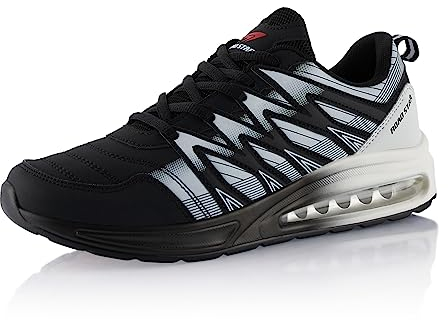 Fusskleidung® Damen Herren Sportschuhe Dämpfung Sneaker leichte Laufschuhe Schwarz Weiss EU 42