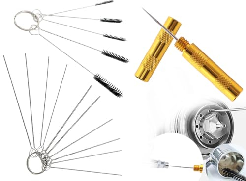 Lhbwhiz Kit di strumenti per la pulizia dell'aerografo,set di pulizia per pistola a spruzzo in acciaio inossidabile con spazzole e aghi,accessori per strumenti per ugelli per pulizia professionale