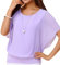 Neineiwu Oberteil Damen Elegant Batwing Bluse Shirt Kurzarm Tunika Blumen Rundkragen Sexy Rüschenbluse Party Outfit Elegante Oberteile, Lila, S