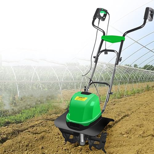 5in1 Electric Garden Tiller, 390rpm/min Lawn Soil Cultivator Rotovator with Manganese Steel Blade and Bezel Design, 15cm Loose Soil Height and 45mm Width, Deeply Pulverized Soil, for Garden