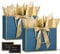 BBLIKE Geschenktüten mit Henkel - 2 Geschenktasche + 2 Grußkarten + 4 Sydney Paper, Papiertüten mit Henkel, Geschenkverpackung für Geschenk, Geburtstag, Feier, Hochzeit (Navy Blau)