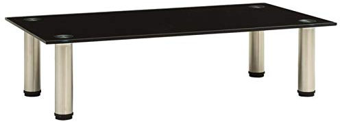 ShGaxin Meuble TV, meuble de salon, petit meuble, table d'appoint, table de télévision, en verre trempé noir, 60 x 35 x 17 cm