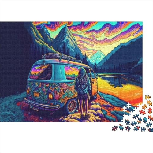aaaaab Psychedelic_Road_Trip Holzpuzzle, 1000 Teile, Puzzle für Erwachsene, für Erwachsene und ab 18 Jahren, Stressabbau-Puzzle, Gelegenheitsspiele, 1000 Teile (75 x 50 cm)