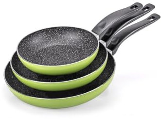 ALLUFLON Tropical Set 3 Padelle antiaderenti 20-24-28cm, Alluminio riciclato, Verde