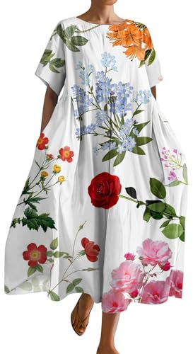 Robe Femme, Robe Longue Femme Ete Grande Taille Paillette Soiree Robe Femmepas Cher Ete Femme Longue Grande Taille 52 54 56 des Vêtements pour Les Femmes Grandes Tailles Rondes (3-Rose,L)