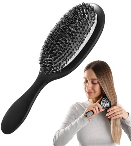 Cepillo para cabello graso, cepillo para distribuir aceite, Cepillo desenredante antiencrespamiento, Cuidado del cabello para cabello largo grueso, rizado y fino, cerdas sin punta para evitar roturas