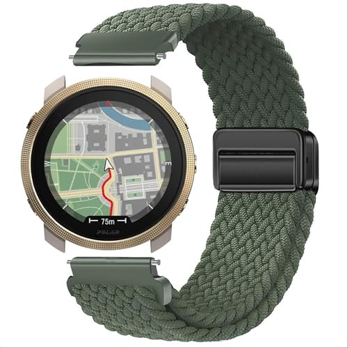 GIOPUEY Armband Kompatibel mit Polar Vantage M3, Geflochtenes Nylon Armband [Unisex] elastisch Ersatzarmband - Green