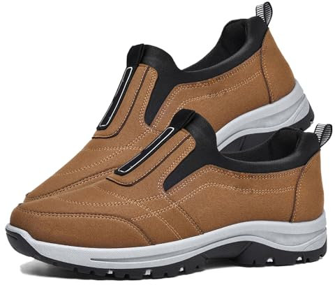 PTKG Chaussures Diabétiques pour Hommes Chaussures Sport Homme Pied Large Chaussures pour Pieds Larges Et Gonflés sans Lacets Baskets Chaussures pour Diabétiques,Marron,45/275mm