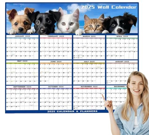 2025 Wandkalender, Yearly Laminated Planner, Wet and Dry Erase Kalender, Large Yearly Planner, 12-Month Calendar, Family Wall Calendar, Dry Erase Yearly Planner, Yearly Planner for Kids