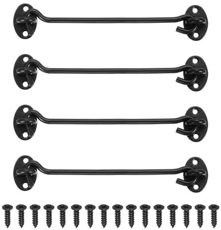 sourcing map 4 ganci e chiusure a occhiello da 20,3 cm, in acciaio inox, per porte scorrevoli, recinzioni, capannoni, per porte scorrevoli, recinzioni, capannoni, colore: nero