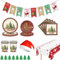 Christmas Party Tableware 122pcs 24 Guests Plaid Xmas Hats Disposable Dinner Set Paper Plates Cups