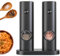 Prestige Reusable Electric Salt and Pepper Grinder Set – Adjustable Coarseness (5 Levels), with Stand & LED Light – Automatic One-Handed Operation, Battery Powered – Kitchen, BBQ & Restaurant Use