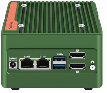 MNBOXCONET Mini PC NAS N355, 4 NVME Pocket NAS Small PC, Dual 2.5GbE LAN Mirco Desktop Computer 2HD 4K@60HZ, DDR5 Barebone NO RAM NO SSD, USB3.2 10Gbps, Supports Expansion WiFi/BT