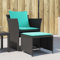 HOMEELIKE Gartenstuhl mit Fußhocker Schwarz Poly Rattan