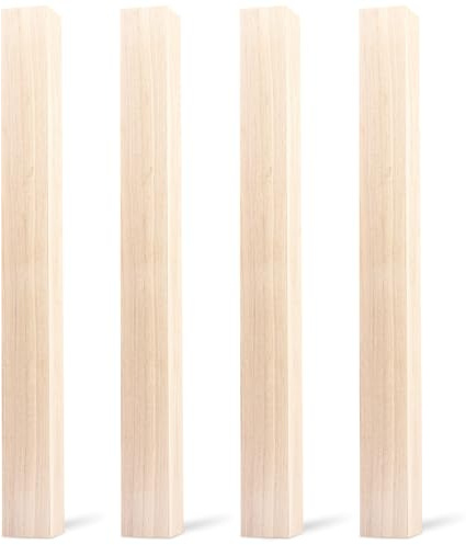 Lot de 4 pieds de table de salle à manger classiques en bois massif brut pour banc, table basse, table à manger, chaise, bureau, îlot de cuisine, 73 cm, lavande