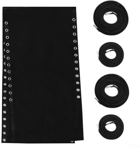 Eawfgtuw Strandkorb-Ersatz-Set, 160 x 43 cm, Stoffkordel-Set mit elastischen Seilen, wasserdicht, UV-beständig, DIY-Reparaturtuch für Liegestuhl-Möbel (schwarz)