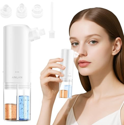 ANLAN Microburbujas Succionador de Puntos Negros con Tanque Separable, con 3 Cabezales de Silicona, 3 Modos, Quitar Espinillas y Puntos Negros, para Limpieza Facial Eliminar Comedones y Acné