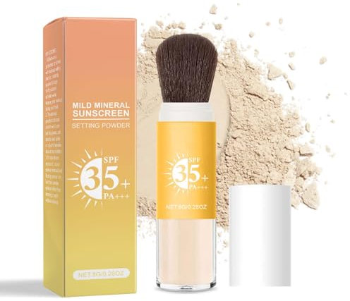 Clawrex Mineral Sunscreen Setting Powder, SPF 35 Protection solaire pour cuir chevelu, poudre de protection solaire avec brosse, contrôle de l'huile, imperméable, légère et respirante, protection