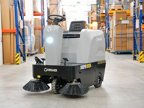 Kremer KRYZS4 Ride-on Sweeper 48 V 67 Ah Electric Battery Hall Sweeper Self-Propelled Sweeper with 6,380 m²/h Surface Capacity